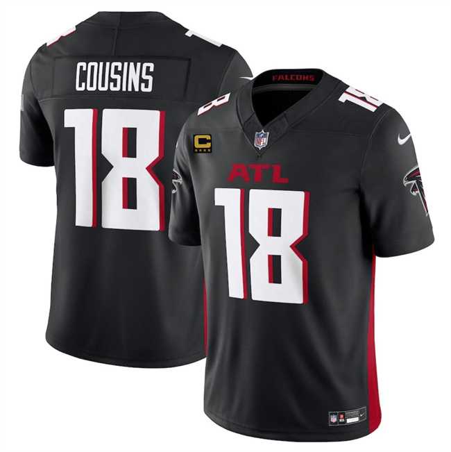 Men & Women & Youth Atlanta Falcons #18 Kirk Cousins Black 2024 F.U.S.E With 4-Star C Patch Vapor Untouchable Limited Stitched Jersey->atlanta falcons->NFL Jersey